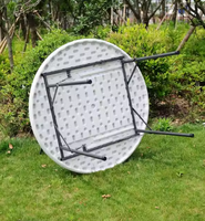 Table ronde pliante populaire en HDPE de 110cm pour mariage en plein air