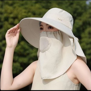 หมวกบักเก็ตป้องกันแสงแดดพร้อมหน้ากากป้องกันรังสียูวีระบายอากาศได้ดี ปีกกว้างสำหรับผู้หญิงใช้กลางแจ้ง - Product Image 3