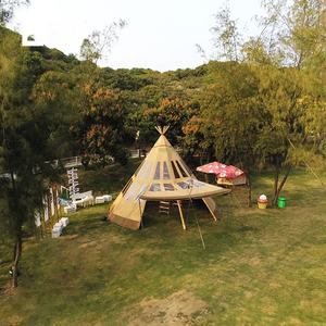 Toile de luxe Glamping Safari poteau en bois, Camping personnalisé <span class=keywords><strong>Tipi</strong></span> plage parapluie tente - Product Image 5