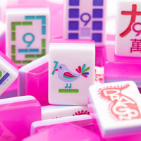 Mahjong Myfairmahjong de luxe moderne double face sculpté, série Play, rose bonbon, pour les rassemblements entre amis, vente au détail et en gros