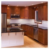 Ensemble complet d'armoires de cuisine modernes abordables Prima, armoire de rangement pour la maison, bois foncé massif, finition brillante, armoire de cuisine sur mesure