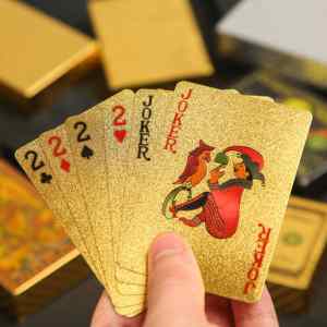 Naipes <span class=keywords><strong>de</strong></span> Póker Resistentes <span class=keywords><strong>de</strong></span> PET Dorado con Diseños Variados para Bibliotecas, Clubes <span class=keywords><strong>de</strong></span> Lectura y Eventos Sociales - Product Image 4