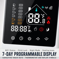 TELIN AC8400 Smart WiFi Thermostat Pemanas Lantai 230V Dapat Diprogram Layar Sentuh Kaca 7 Hari untuk Pemanas Lantai Bawah Hotel Apartemen