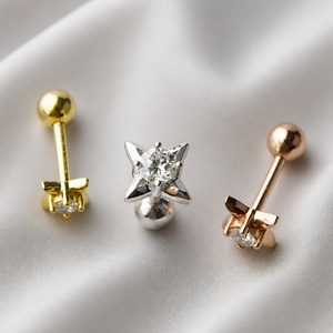Pendientes de Oro Sólido de 18K Xinfly con Diamante Natural de Corte Brillante, Diseño de Cuatro Puntas, Cierre de Rosca, Certificados como Joyería Fina - Product Image 6