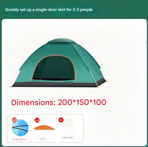 Tente pliante de camping en gros, faite à la main, en tissu Oxford double couche, avec poteaux en fibre de verre, une chambre, pour 3-4 personnes, pour les loisirs et le jeu en extérieur - Product Image 3
