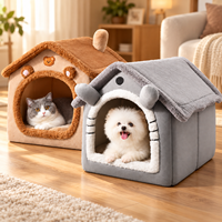 Lit pour chien et chat, niche, mignon, rayé, épais, fourré, lavable, chaud, doux, confortable, luxueux, hiver, intérieur