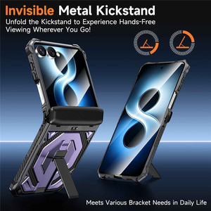 Funda de TPU y PC para Samsung Z Flip 8 7, con protección completa de bisagra, soporte plegable integrado, antideslizante y resistente para smartphone. - Product Image 6