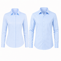 Chemise habillée unisexe à manches longues en popeline, col rabattu, boutonnée, infroissable et respirante, idéale pour l'été