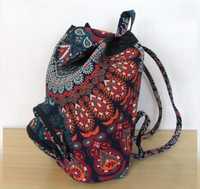 Tas Ransel Kanvas Katun Premium Buatan Tangan Motif Mandala, Tas Sekolah Perjalanan Tas Penyimpanan Harga Grosir