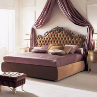 Lit double de style européen, chambre principale, lit en bois massif, grand lit sculpté de 1,8 mètre, lit de princesse français en tissu, lit de mariage