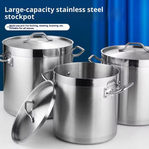 TIANXING restoran mutfak ticari tencere 30cm-80cm tencere seti paslanmaz çelik çorba stok kapaklı tencere - Product Image 4