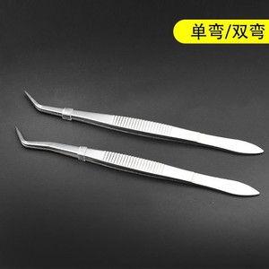 Dental Tweezers Double Curved And Single Curved Stainless Steel 16cm Knurled Grip For Dental Filling And Positioning Industry - Product Image 4