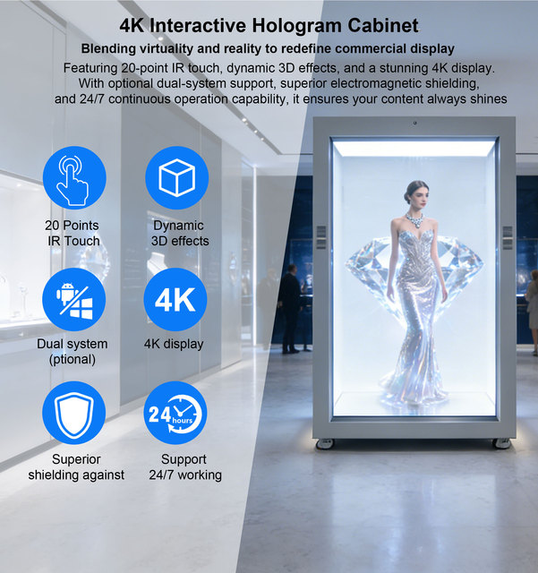 For 65 75 86 Inch Touch Screen Holographic Transparent Indoor Display 3D AI Virtual Human Showcase Smart Digital Pod