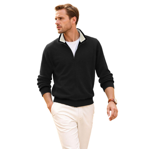 Cardigan da <span class=keywords><strong>Uomo</strong></span> in Maglia 100% Cotone con Zip Intera e Collo Alto, Personalizzabile con Logo OEM, Giacca a Maniche Lunghe - Product Image 5