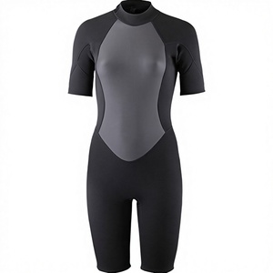 Combinaison de plongée intégrale imperméable en néoprène à manches courtes et col montant pour femme, color-block, idéale pour l'été - Product Image 3
