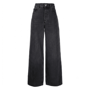 Mid Waist Wide Leg Denim <b>Jeans</b> Cotton Loose Fit Solid Color <b>Vintage</b> Ripped Stonewashed Casual Style Winter ODM Customized Color - Product Image 6