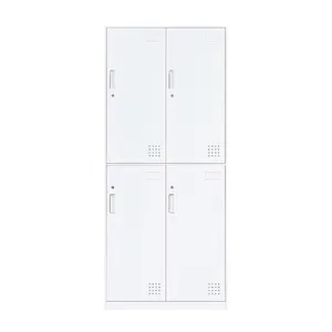 An toàn 4 cửa quần áo thép Locker cho nhà kim loại đồ nội thất văn phòng với móc áo Rod và Gương tủ quần áo tủ