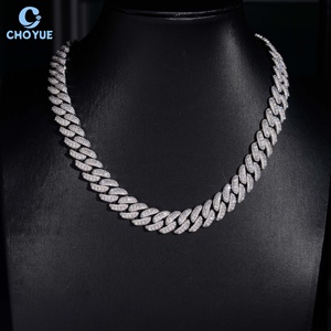 Oferta Especial: Collar de Cadena Cubana con Moissanita de 13mm de Altura, Chapado en Rodio, Plata Sólida 925, Joyería Hiphop Iced Out - Product Image 1