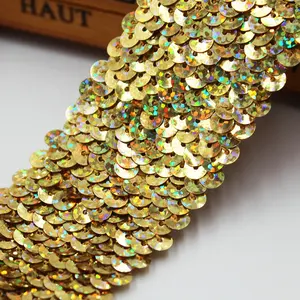 Factory Multi-size Colorful Elastic Stretch Sequin Braid Trimmings Sequin Ribbon Sew on Clothing Trim Shining Lace Garment T/T