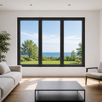 Ventana de Aluminio de Triple Panel, Ventana Moderna de Piso a Techo, Tipo Toldo, para Villa, Casa, Patio, Renovación de Exteriores