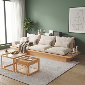 Juego de Sofás Seccionales Minimalistas de Madera de Teca, Ecológicos, Duraderos, Modernos, Estilo Japonés, Asientos Bajos para Sala de Estar - Product Image 2