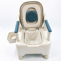 Silla de Inodoro Portátil para Personas Mayores con Cubeta, Asiento de Inodoro Plegable para Cama, para Discapacitados