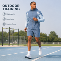 Ensemble de survêtement léger d'été pour homme avec logo personnalisé, veste coupe-vent color block 100 % nylon et short