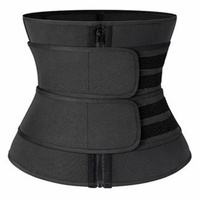 Faja Reductora de Cintura para Mujer, Transpirable, de Látex, para Yoga, Gimnasio, Deportes, con Refuerzo en el Abdomen, Cierre de Botones, Color Negro/Rojo