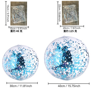 Esfera inflable transparente de PVC con brillantina, juguete de playa para jugar en interiores y exteriores, de 5 a 7 años, unisex - Product Image 2