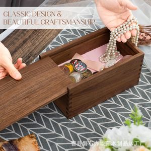 Boîte de rangement en bois 1-3L, organisateur de bijoux de bureau, conteneur cosmétique, boîte d'emballage cadeau chinoise - Product Image 3