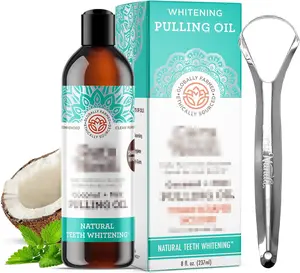 Lifting Oil Coconut Oil Mint Alcohol-Free Mouthwash Teeth Whitening Remove Bad Breath Tongue Scraper