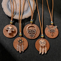 Collar de Aleación de Halloween Estilo Occidental, con Colgante Largo Único de Calavera Gótica de la Serie Oscura Dramática y Cadena de Bambú, Accesorio