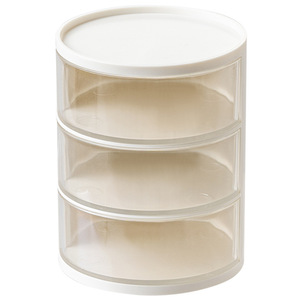Desktop Stationery Storage <b>Box</b> 3 Layers <b>Round</b> Transparent Drawer Type Office Organizer White - Product Image 1