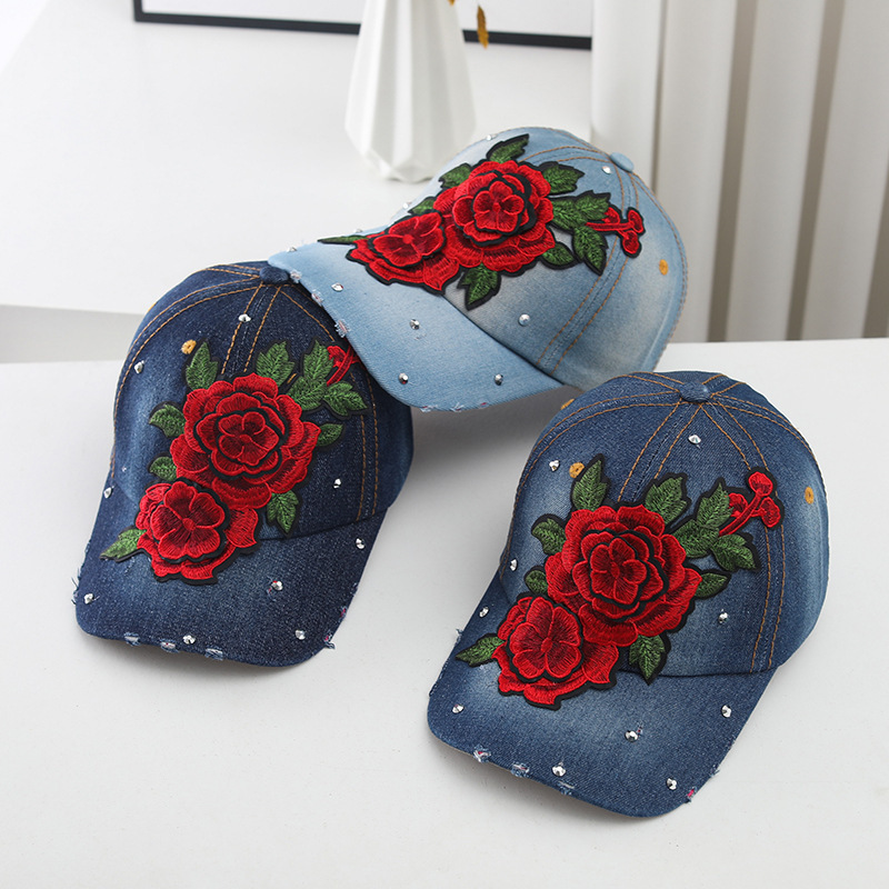 Wholesale Red Rose Hats for Women - Bling Rhinestone Caps display picture 3