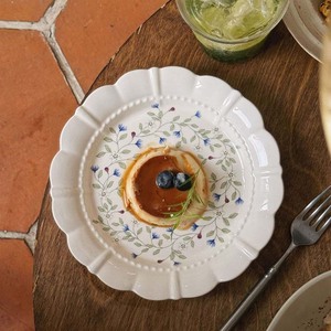 Luxury European Vintage Floral Printed 8-Inch Ceramic Plate and Bowl <b>Set</b> Eco-Friendly Dishwasher Safe Classic Dinnerware - Product Image 4