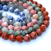Perles de pierres précieuses naturelles taillées en diamant en gros, 6 mm, 8 mm, 10 mm, multicolores, perles de pierres naturelles facettées en vrac pour la fabrication de bijoux