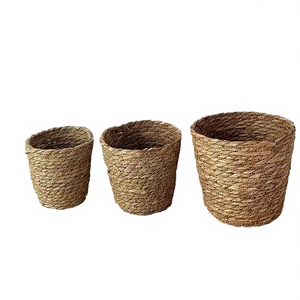 Wholesale Eco-Friendly Woven Round Straw Hotel Sea Grass Medium and <b>Plants</b> Multifunction Storage <b>Basket</b> <b>for</b> Home - Product Image 4