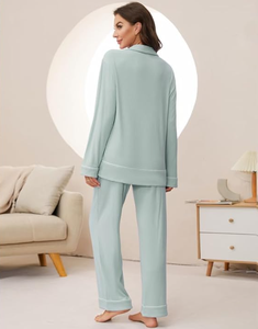 Set Pigiama Donna Personalizzato con Logo, Morbido, a Maniche Lunghe, in Maglia, con Bottoni, 2 Pezzi, Abbigliamento <span class=keywords><strong>da</strong></span> <span class=keywords><strong>Notte</strong></span> e Loungewear - Product Image 5