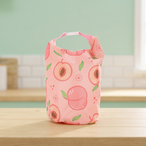 Sac isotherme réutilisable rose pêche imprimé, sac de pique-nique portable, sac à déjeuner isolé, style mode estival - Product Image 1
