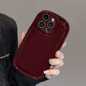 Nouveau Bourgogne Doux Coussin D'air TPU Téléphone étui pour iphone 17 Pro Max Brillant Huile Ovale Conception Galvanoplastie Artisanat - Product Image 5