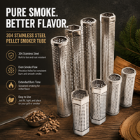 Ahumador de Tubo Redondo de Acero Inoxidable de 12 Pulgadas para Ahumado en Frío y Caliente con Leña, Accesorio para Parrilla de Barbacoa y Cocina al Aire Libre