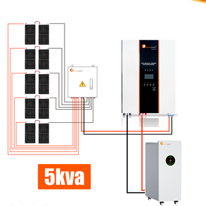 Dễ Dàng Để Cài Đặt 5Kw Lai Năng Lượng Mặt Trời Hệ Thống Năng Lượng + Năng Lượng Mặt Trời Bảng Điều Chỉnh Kit + Lai Biến Tần Được Xây Dựng-Trong 80A MPPT + Pin + Cáp Dây - Product Image 3