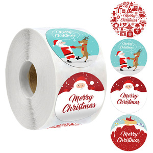 Rollos de Etiquetas Adhesivas Rojas de Papá Noel de Navidad de 3.8 cm al por Mayor, Decoración de Cajas de Regalo para Festividades, Etiquetas Adhesivas de Sellado de Feliz Navidad - Product Image 6