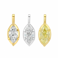 Pendentif breloque solitaire en argent massif S925 plaqué rhodium, serti de zircone cubique taille marquise, fabrication OEM YUNCHENG