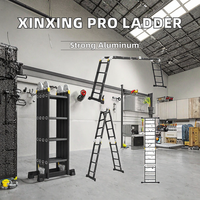 Échelle en aluminium multi-positions tout-terrain Xinxing Pro 2,4m-6,7m, charge maximale 150kg, pour supermarché, usage extérieur, auto-verrouillante, escalier, salle de sport