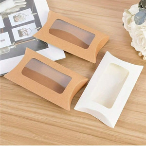 Transparent Window Recyclable Kraft Paperboard Pillow-Shaped Food-Safe Snacking Gift <b>Box</b> - Product Image 2