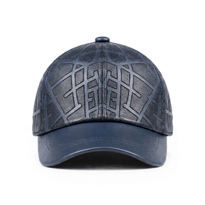 Fashion Geometric Embossed Leather Baseball Cap Unisex Adult Casual Four Season 58-60CM - Product Image 1