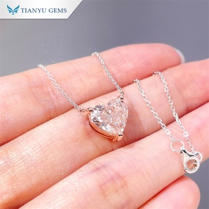 เครื่องประดับ Tianyu อัญมณีสีชมพูรูปหัวใจประดับเพชรพร้อมสร้อยคอจี้วัสดุทองคำขาว14K - Product Image 3