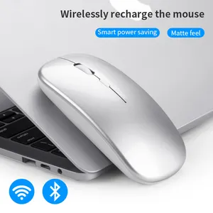 Mode Ganda Baru Pribadi Datar Desain Ramping 2.4G Nirkabel BT5.2 Dapat Diisi Ulang dengan Led Lampu Pernapasan Mouse untuk Rumah Kantor Bisnis