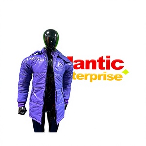 Veste d'hiver matelassée pour femme Mantic Enterprises, couleur violette, à capuche, manches longues, épaisse, chaude, en cuir véritable, imprimé animal, cachemire - Product Image 1